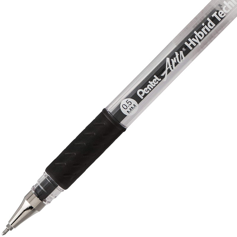 بنتل قلم Pentel Arts Hybrid Technica 0.5 مم، نقطة دقيقة للغاية، حبر أسود، صندوق من 12 قطعة (KN105-A) - Image 5